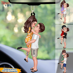 Doll Couple Kissing Hugging Personalized Ornament