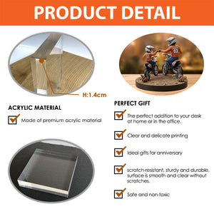 Dirt Bike Dad And Kid - Personalized Custom Shaped Acrylic Plaque, Gift For Dad