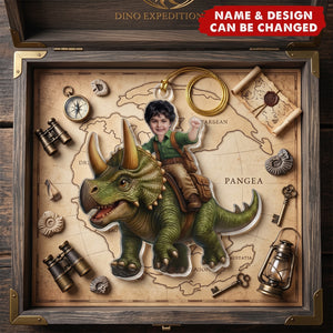 Custom Photo Kid Riding Dinosaur - Personalized Acrylic Ornament