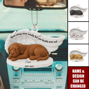 Your Wings Were Ready But My Heart Was Not - Personalized Acrylic Car Ornament, Memorial Gift