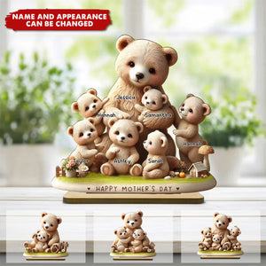 Mama Bear Nana Bear With Kids - Personalized Standing Wooden Plaque