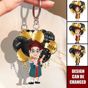 Graduation Celebration Balloons Cute Flat Art - Personalized Acrylic Keychain