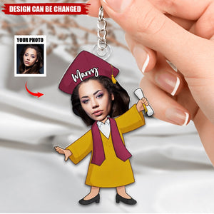 Custom Photo From Late Nights To Bright Futures - Family Personalized Custom Shaped Acrylic Keychain - Graduation Gift For Siblings