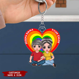 Couple Heart, Pride Month Gift For Couple, For Him, For Her Personalized Acrylic Keychain