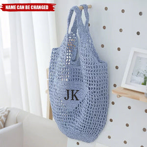 Personalized beach tote bag,Custom initials bag