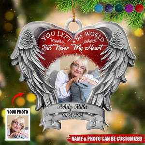 Angel Heart Wings Memorial Always On My Mind - Personalized Photo Ornament