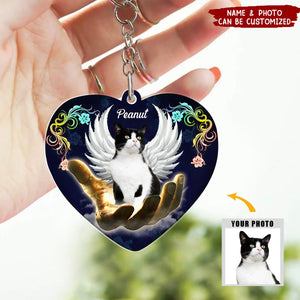 With Wings Cover By Hand Memorial - Personalized Acrylic Keychain