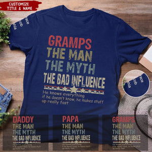 Dad Papa Legend Influence Personalized T-shirt