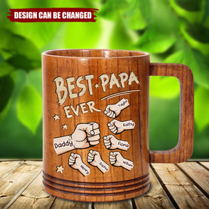 Built On Fist Bumps & Love - Family Personalized Custom Wooden Mug - Father's Day, Gift For Dad, Grandpa