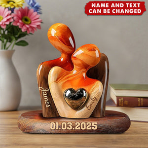 Elegant Couple Statue with Heart Inlay - Personalized Custom Shaped Acrylic Plaque, Gift for Couple