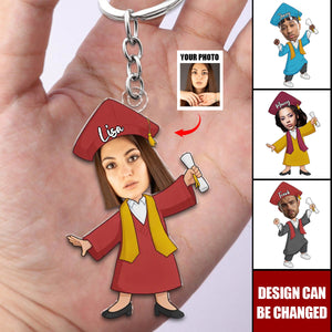 Custom Photo From Late Nights To Bright Futures - Family Personalized Custom Shaped Acrylic Keychain - Graduation Gift For Siblings