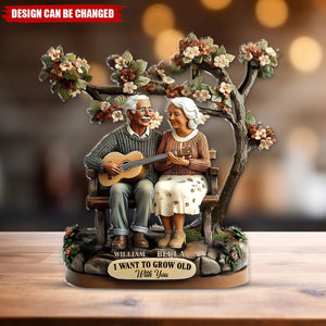 I Want To Grow Old With You - Personalized Couple Custom Shaped Acrylic Plaque