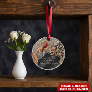 Always And Forever in Our Hearts - Personalized Glass Ornament - Heartfelt Memory Keepsake