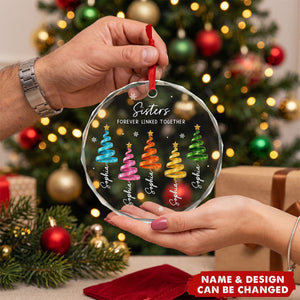 Custom Circle Glass Ornament - Personalized Christmas Birthday Gifts For Mom, Dad, Brother, Sister - Merry Moments Together