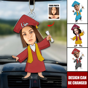 Custom Photo From Late Nights To Bright Futures - Family Personalized Custom Shaped Acrylic Ornament - Graduation Gift For Siblings