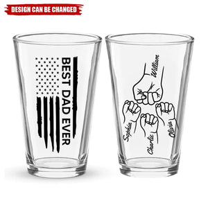 Best Dad Papa Grandpa Ever Fist Bump Outline Nation Flag Personalized Beer Glass