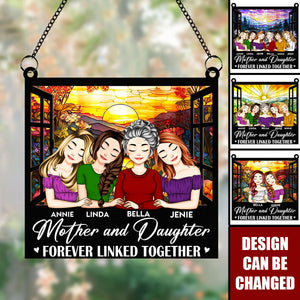 Mother & Daughters Linked Together - Personalized Window Hanging Suncatcher Ornament
