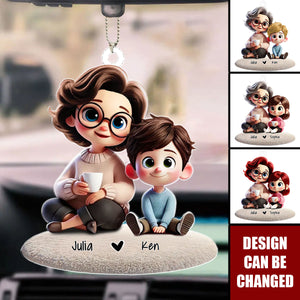 Happy Grandma & Grandkid Sitting Personalized Acrylic Ornament, Perfect 2025 Mother's Day Gift For Mom, Grandma