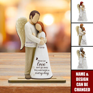 Those We Love Don't Go Away Mom Dad 3D Effect Personalized Standing Wooden Plaque