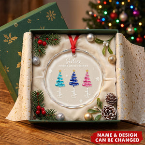 Custom Circle Glass Ornament - Personalized Christmas Birthday Gifts For Mom, Dad, Brother, Sister - Merry Moments Together