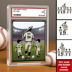 Baseball No. 1 Dad Man & Kids Trading Card Style - Personalized Custom Shaped Acrylic Plaque, Gift For Dad