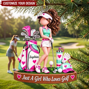 Personalized Golf Girl Ornament, Custom Name Christmas Gift