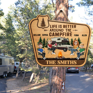 Life Is Better Around the Campfire - Personalized Wooden Sign, Camping Family/Couple Gift, Gift for Campers