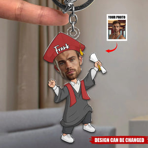 Custom Photo From Late Nights To Bright Futures - Family Personalized Custom Shaped Acrylic Keychain - Graduation Gift For Siblings