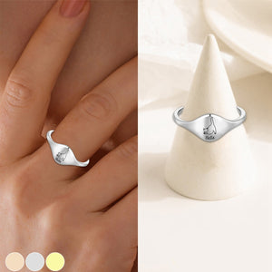 Cute Engraved Cat Silhouette Ring with Name - Personalized Birthday Memorial Ring, Gift for Cat Lover