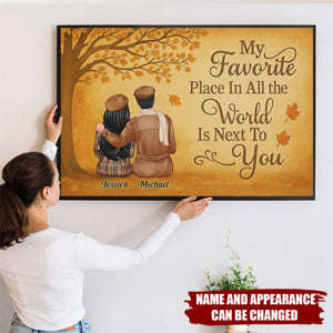 My Favorite Place Is Next To You - Personalized Fall Couple Canvas