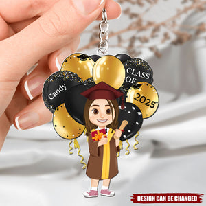 Graduation Celebration Balloons Cute Flat Art - Personalized Acrylic Keychain