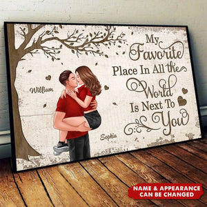 Favorite Place In The World Couple Kissing Passionate Personalized Poster, Valentine‘s Day Gift For Him, For Her