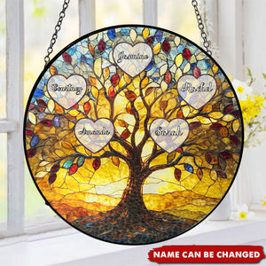 Tree of Life - Personalized Window Hanging Suncatcher Ornament, Gifts for Mom & Dad