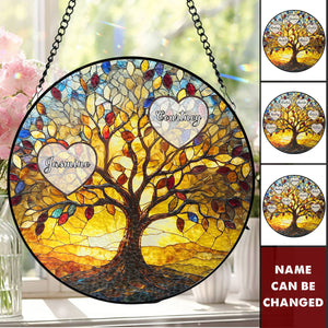 Tree of Life - Personalized Window Hanging Suncatcher Ornament, Gifts for Mom & Dad
