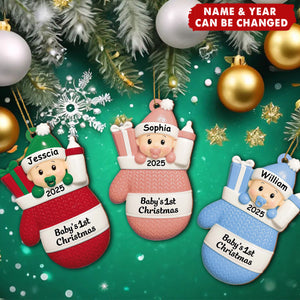 Baby's 1st Christmas, Baby With Gifts And Milk Bottle, Personalized Gift For New Parents