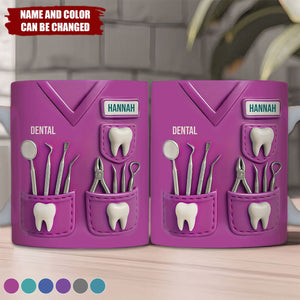 Dental Coffee Mug Featuring Dental Equipment Designs - Personalized Mug - Gift For Dentists