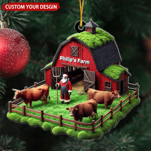 Santa's Farm Personalized Christmas Ornament, Gift For Farmer