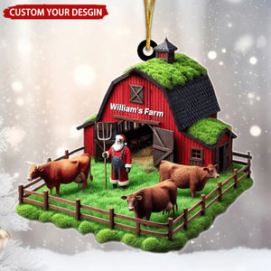 Santa's Farm Personalized Christmas Ornament, Gift For Farmer