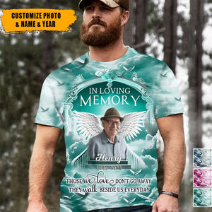 Memorial Custom Photo Angel Wings In Heaven, In Loving Memory Personalized 3D T-shirt