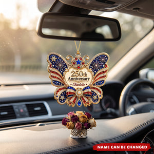 Custom Name USA 250th Anniversary Butterfly Acrylic Ornament