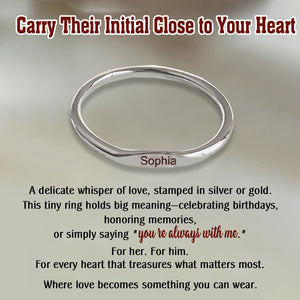 Dainty Stamped initial Ring, Personalized Birthday Memorial Ring, Gift for Him/Her