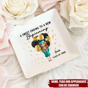 Graduation A Sweet Ending To A New Beginning - Personalized Jewelry Dish