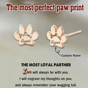 Engraved Paw Print Name Earrings, Paw Print Studs, Personalized Paw Earrings, Gift for Pet Lovers
