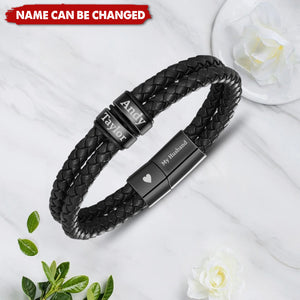 Custom leather bracelet - Bracelet with names, Gift for Husband - Father's day gift - Personalized gift for Him