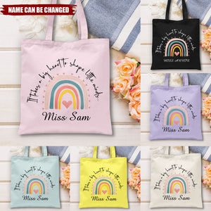 Personalized Teacher Tote Bag - Teacher Thank You Gift, Custom Name, Sentimental Appreciation Gift