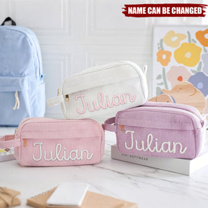 Personalized Pencil Case, Back To School Gift, Custom Name Corduroy Pencil Bag , Gift For Kids