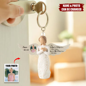 On Angel's Wings You Were Taken, But In My Heart You Will Stay - Personalized Memorial Acrylic Keychain