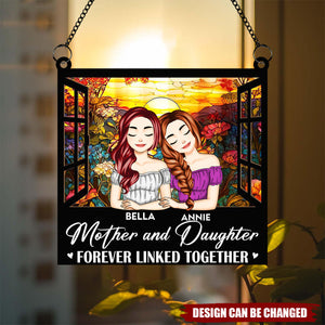 Mother & Daughters Linked Together - Personalized Window Hanging Suncatcher Ornament