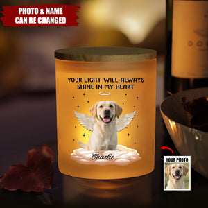 Forever In My Heart - Memorial Personalized Custom Printed Glass Jar With LED Candle - Sympathy Gift For Pet Owners
