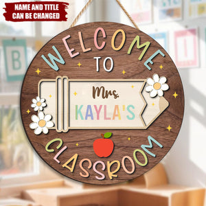 Welcome to Classroom- Personalized Cute Teacher Door Sign, Back to School Gift